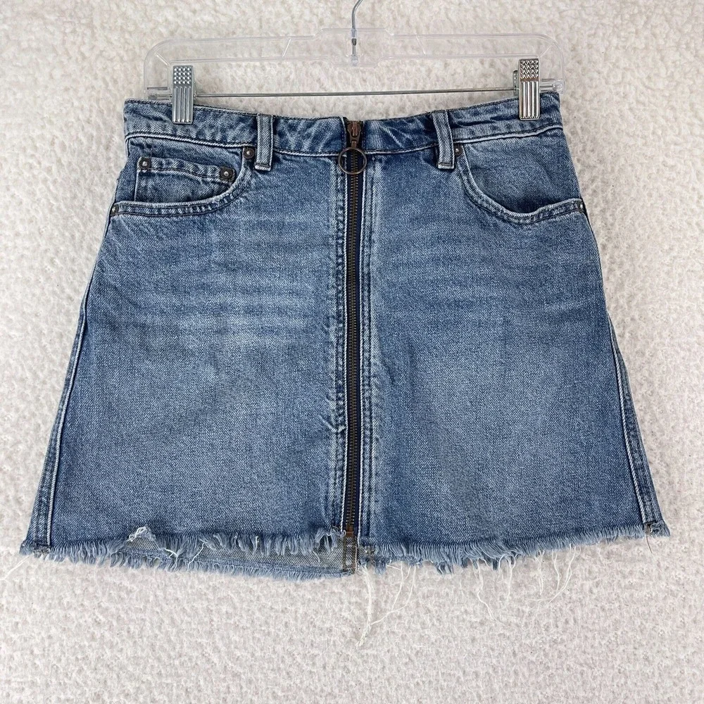 We the Free People Blue Denim A-Line Jean Skirt‎ Womens 100% Cotton Size 26
